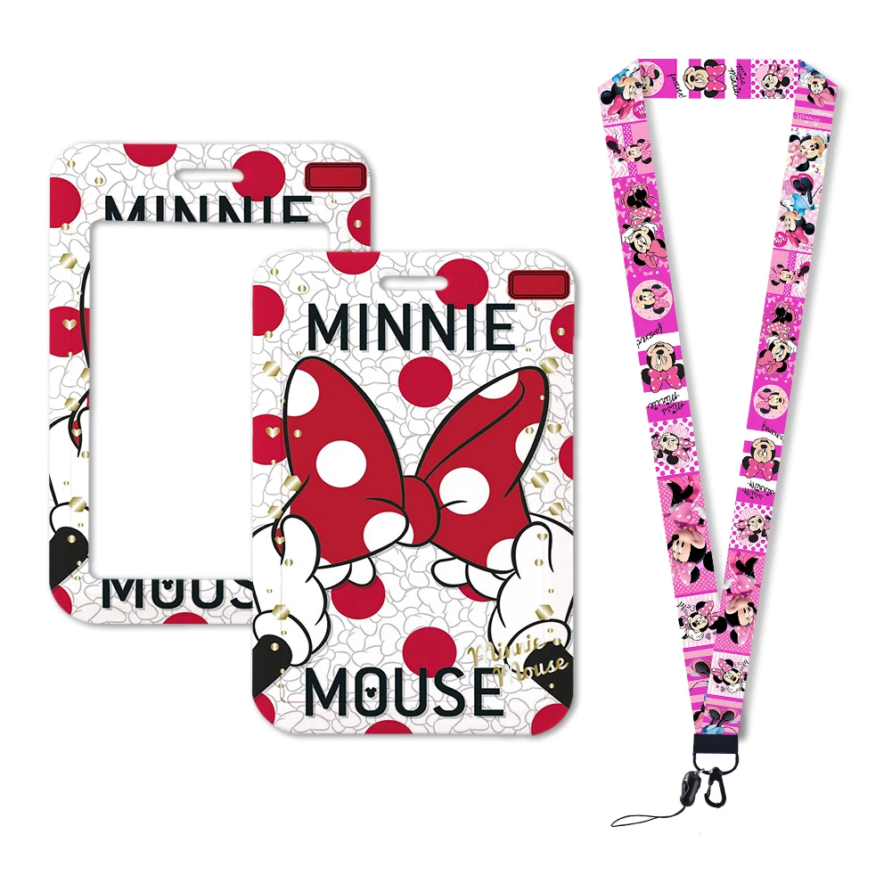 Disney Mickey Minnie Card Holder  Encanto ID Card Holders Lanyard Anime Credit Card Badge Holder Girl Retractable Clip