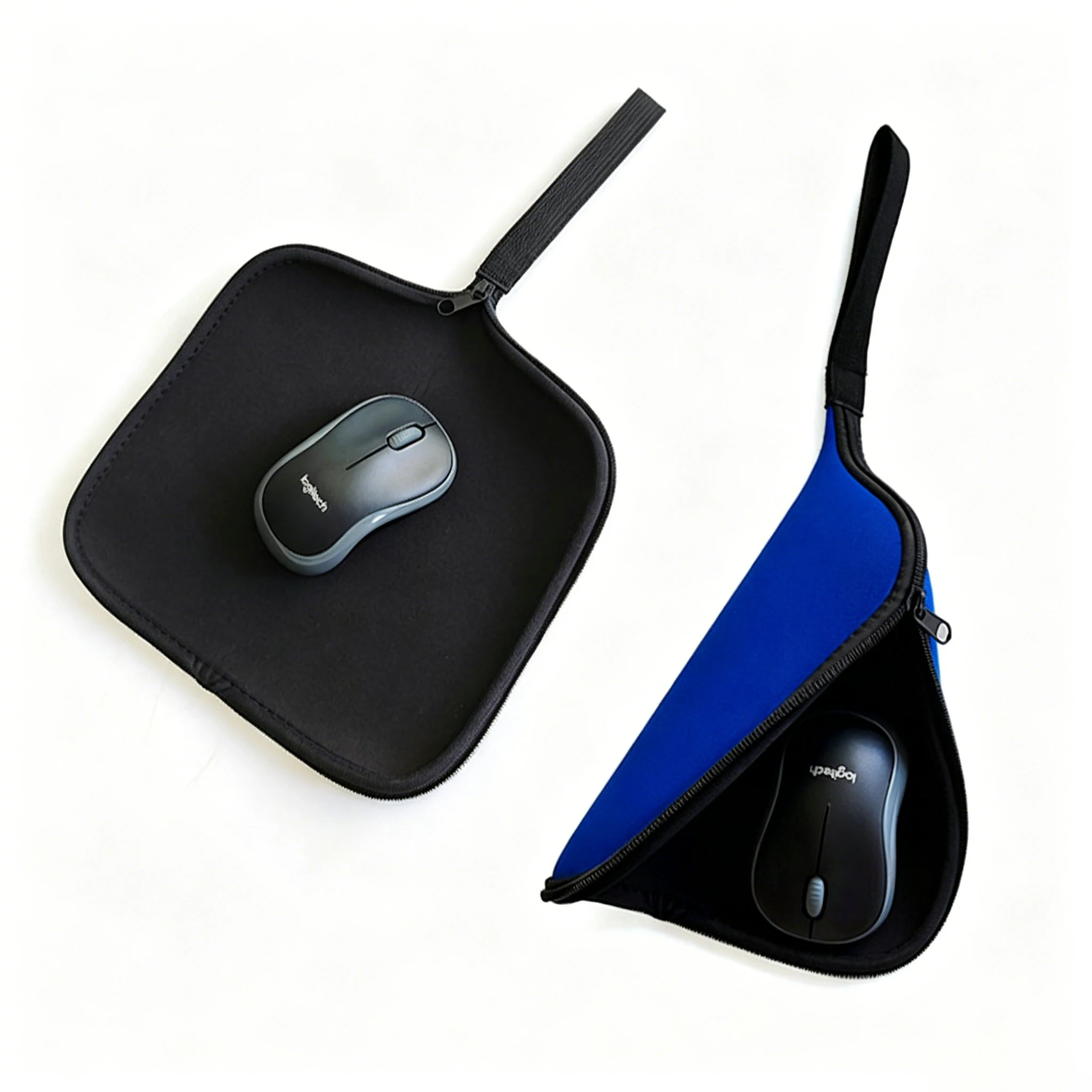 2 in1 Multifunctional  Mouse Case Bag Foldable Travel Mouse Pad Protective Storage Pouch with Hand Strap for Office Travel G