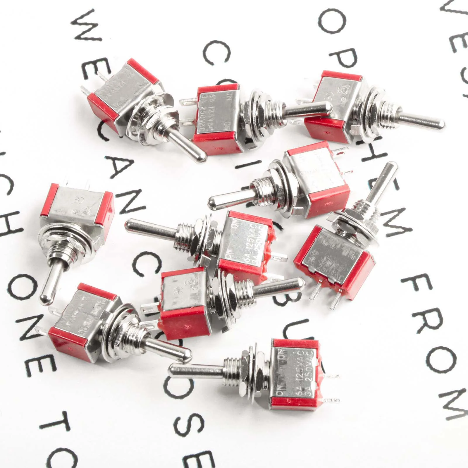 ミニチュアSPSTTオン/オフトグルスイッチ,2ポジション,2端子,Mts-101, 6a, 125v,3a, 250v,ダッシュボード,電子,10個