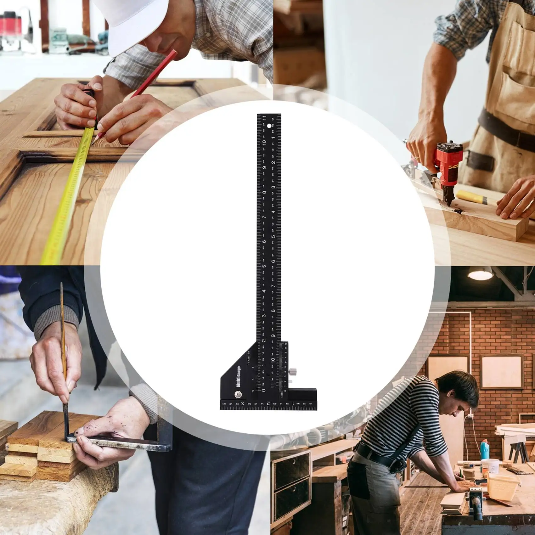 A19F-Multi Gauge Woodworking Multifunctional Ruler,Angle Ruler Woodworking Tools