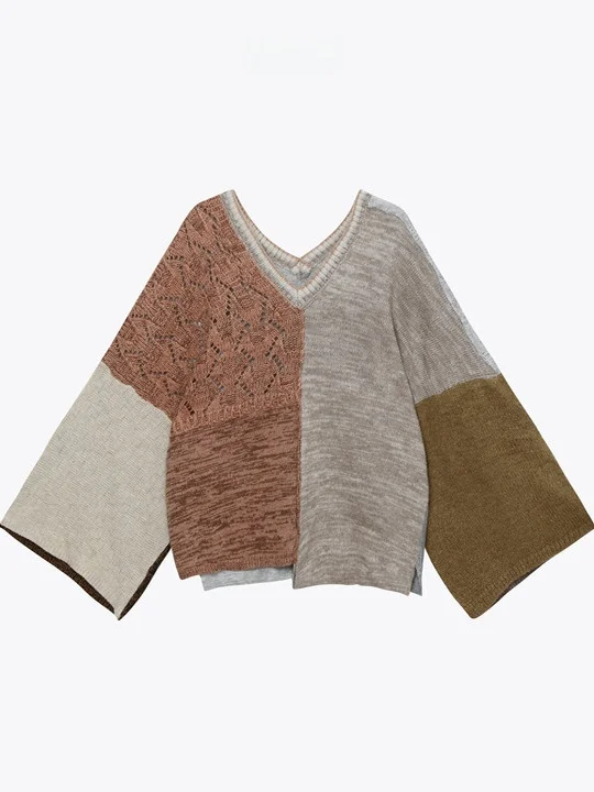 

FORNIYOYO Artistic Dune Pre-Sunk Wool n Sle V-Ne Knitted Sweater Casual Loose Fit Long Sve Regular Length