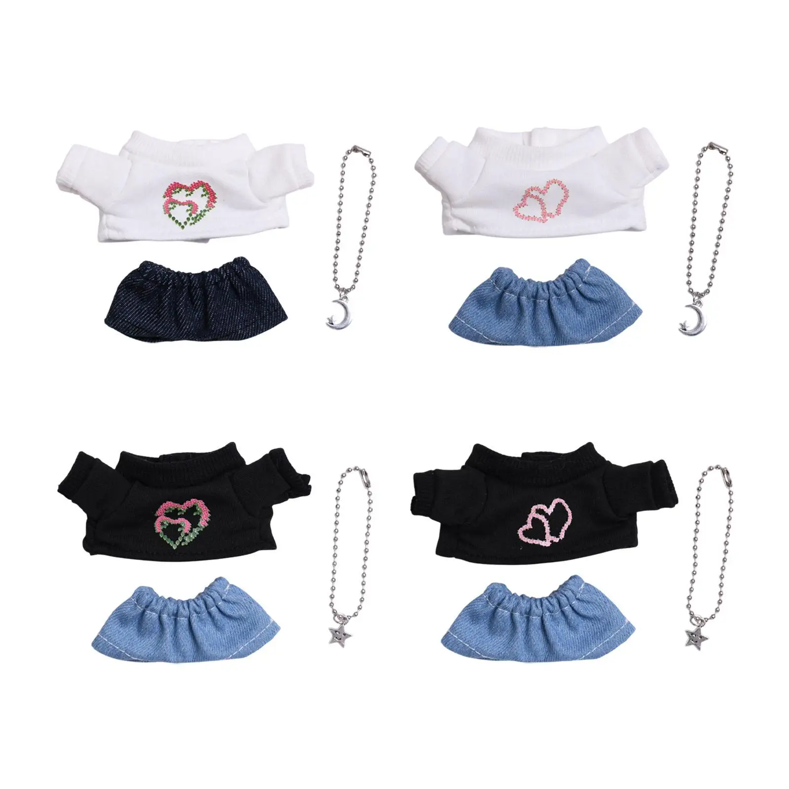 3Pcs Doll T-shirt Girl Doll Clothes Fashion Doll Accessories Cute Doll Clothing Doll Outfit for 15/17 Dolls Pendant Doll Gift