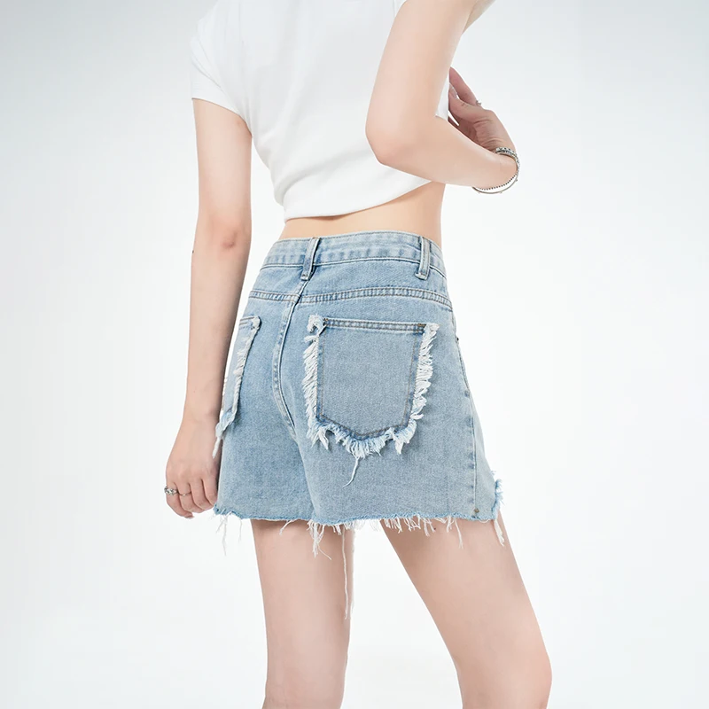 Summer Holiday Classic Loose Streetwear Worn-In High-Quality Washed Denim Shorts Daily Wear Torn Jeans Shorts