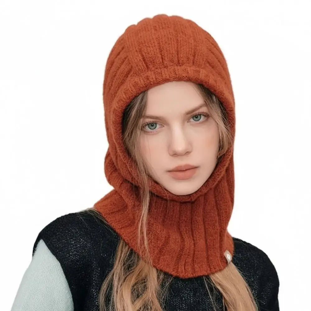 Wool Blend Balaclava Hat One-Piece Structure Knitted Knitted Hooded Cap Ear Flap Ear Protection Wool Winter Cap Gift for Her