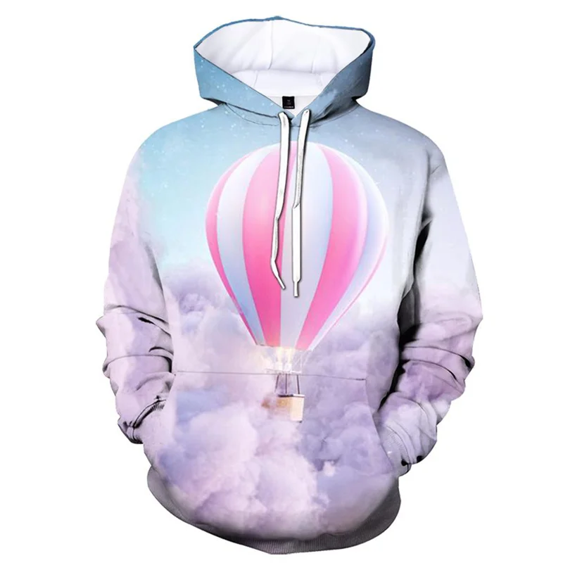 Autumn Colorful Hot Air Balloon 3D Print Hoodies Men Women Fashion Sweatshirts Oversized Hoodie Pullovers Tracksuit Clothing