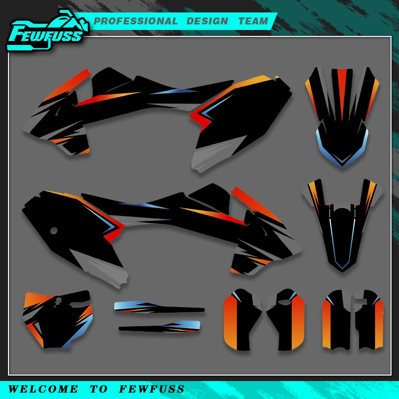 Fewfuss For KTM SX65 16‑23 GasGas MC65 21‑22 Custom Dirt Bike Graphics Decal Sticker Kit, Personalized Name And Number 002