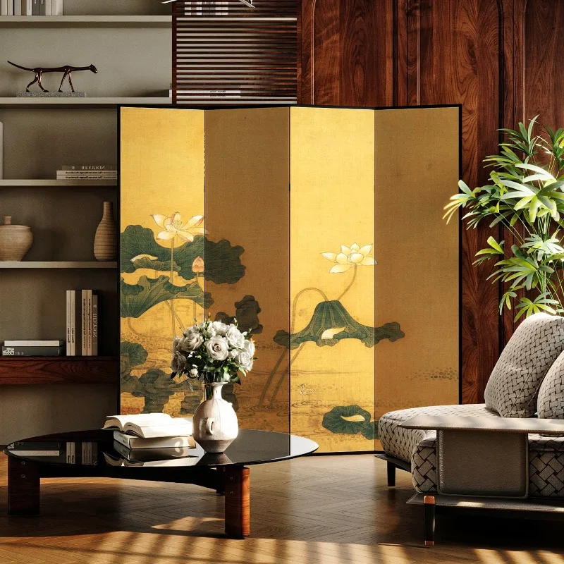 

Chinese retro-folding mobile solid wood folding screen