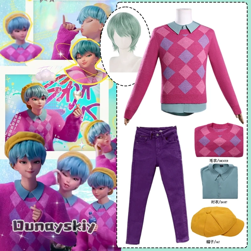 Kpop Demon Hunters Cosplay Saja disfraz de bebé para niños {Anna zhang Online} suéter rosa camisa Jeans accesorio traje disfraz de Halloween