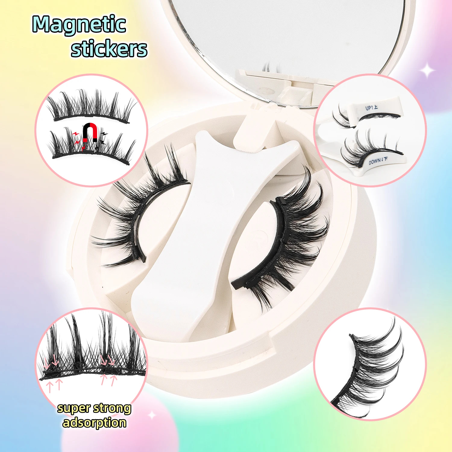 Cils magnétiques avec applicateur 1 paires de cils magnétiques d'aspect naturel aucune colle nécessaire cils réutilisables doux avec applicateur