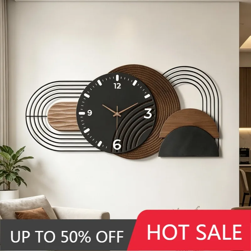 Large Wall Clock Modern Elegant Wooden Wall Art Clock Stylish Minimalist Living Room Clocks Nordic Luxury Home Decoration Watch