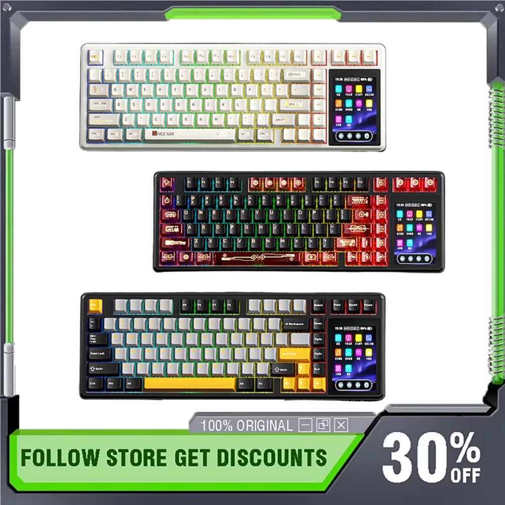 

AULA L99 Трехрежимная беспроводная механическая клавиатура с горячей заменой RGB 3,98-дюймовый сенсорный экран Индивидуальная игровая механическая клавиатура