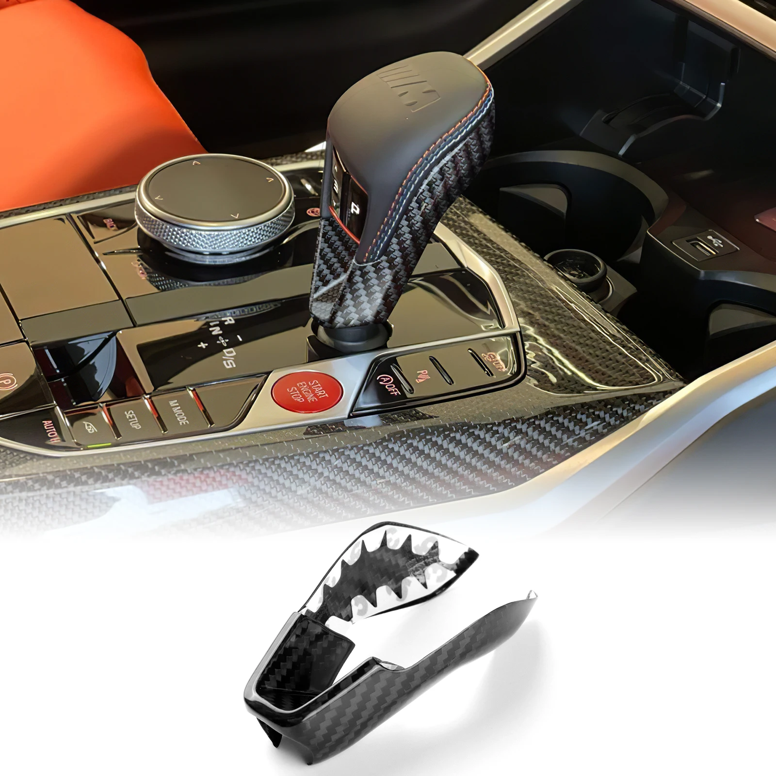 

For BMW M2 G87 M3 G80 M4 G82 G83 X3M F97 X45 F98 F95 2021-2025 Real Carbon Fiber Gear Shift Knob Cover Car Interior Retrofitting