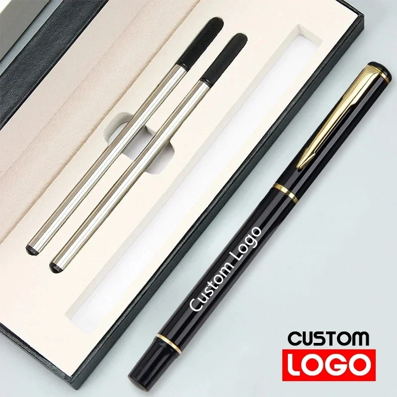 Gift Box Set Business Advertising Neutral Pen Custom LOGO Office Metal Signature Pen Student Stationery Wholesale Engraved Name