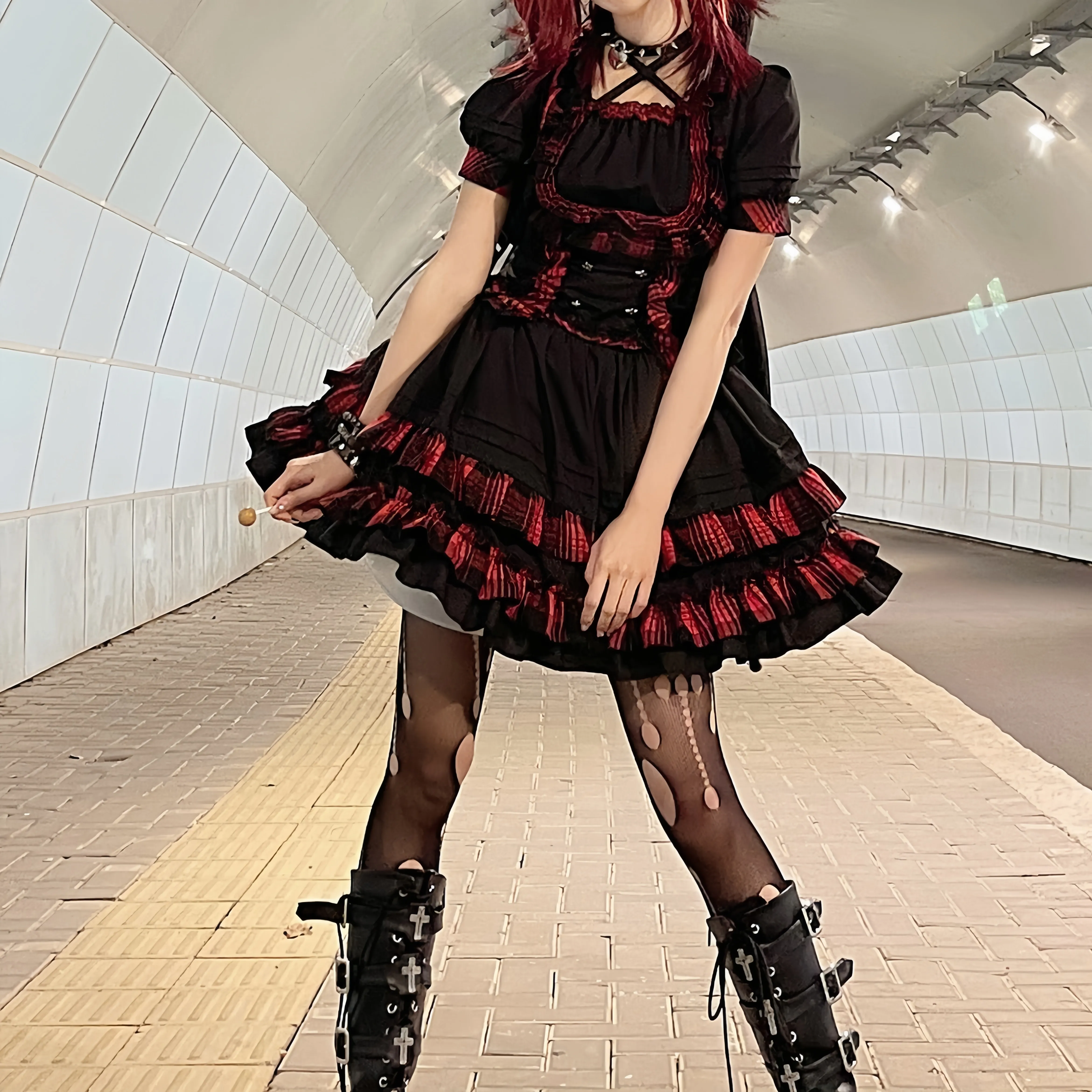 New Hot Girl Gothic Harajuku Punk Short Skirts Spring Fashion High Waist Sweet Kawaii Mini Plaid Skirts Suit