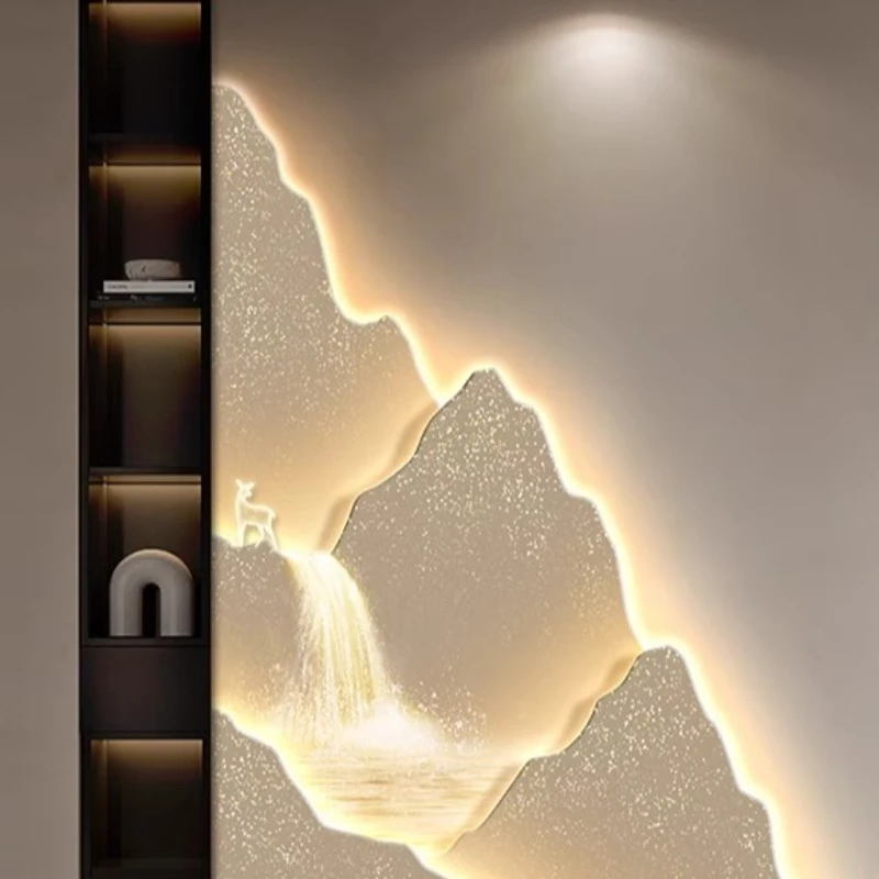 3D imitatioLED Mountain Wall Light Modern Landscape Mural Lamp with Sunset Effect for Living Room Bedroom Background Decoration