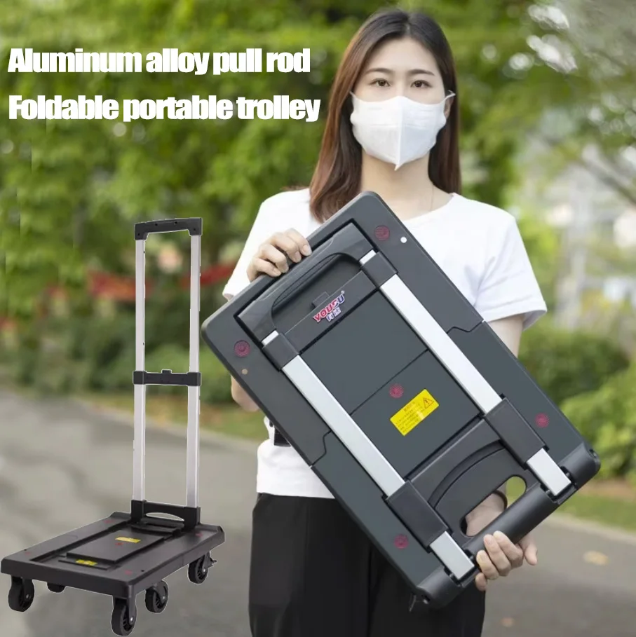 Foldable Portable Hand Cart Lightweight Utility Wagon with Wheels for Home Garden Shopping and Transporting Goods