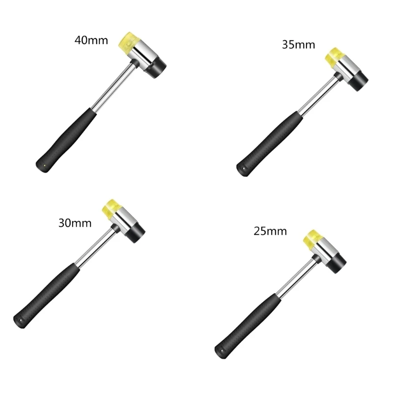 High-Quality Double-Faced Soft Hammer Mallet Carbon Steel Non-Slip Grip Handle Rubber Hammer for Glass, Floorboards