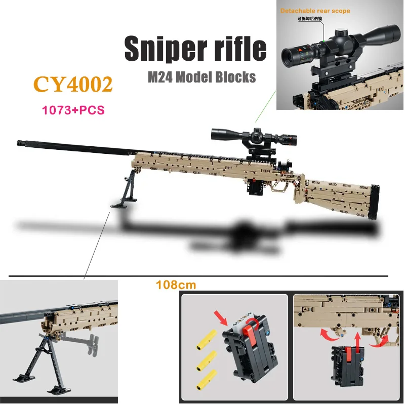 Balas modelo de arma bloco de construção kit série militar rifle sniper jogo tiro meninos montagem brinquedo moc pequenas tijolos presentes do feriado