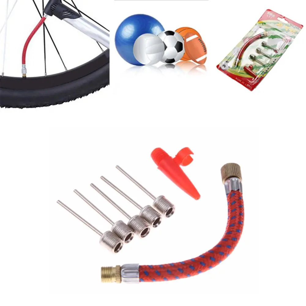 1 Set Outdoor Accessories Volleyball Pump Hose Adapter Bike Tire Tube Basketball  Football Inflating Needle Kits