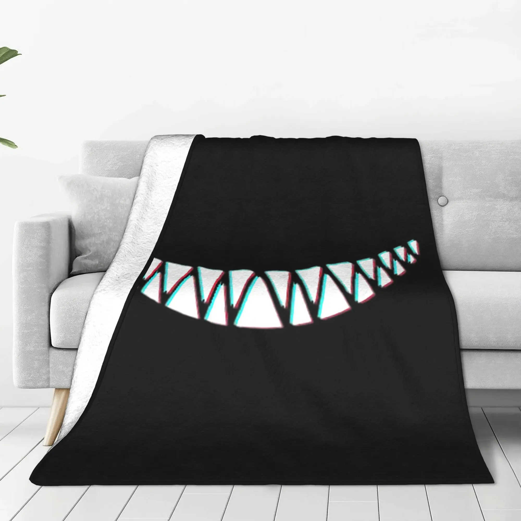 Beautiful Smile with Sharp Demon Teeth Blankets Portable Fleece Sofa Throw Blanket for Home Bedroom Travel Throws Bedspread