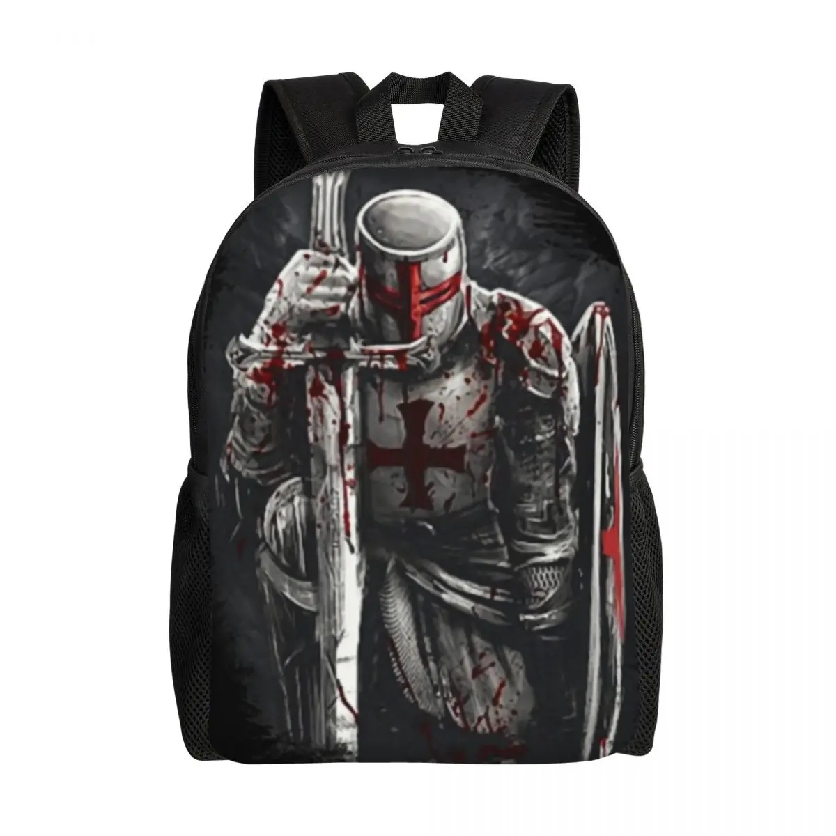 حقيبة ظهر شخصية على شكل درع متقاطع من القرون الوسطى محارب السيف فرسان تمبلار حقيبة ظهر أساسية للكتب للرجال والنساء حقائب مدرسية للكلية