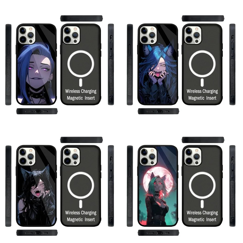 Anime Fox Girl  Phone Case Strong Magnetic For IPhone 16,15,14,13,Pro,Max,Plus,11,12,Mini For Magsafe Wireless Charging