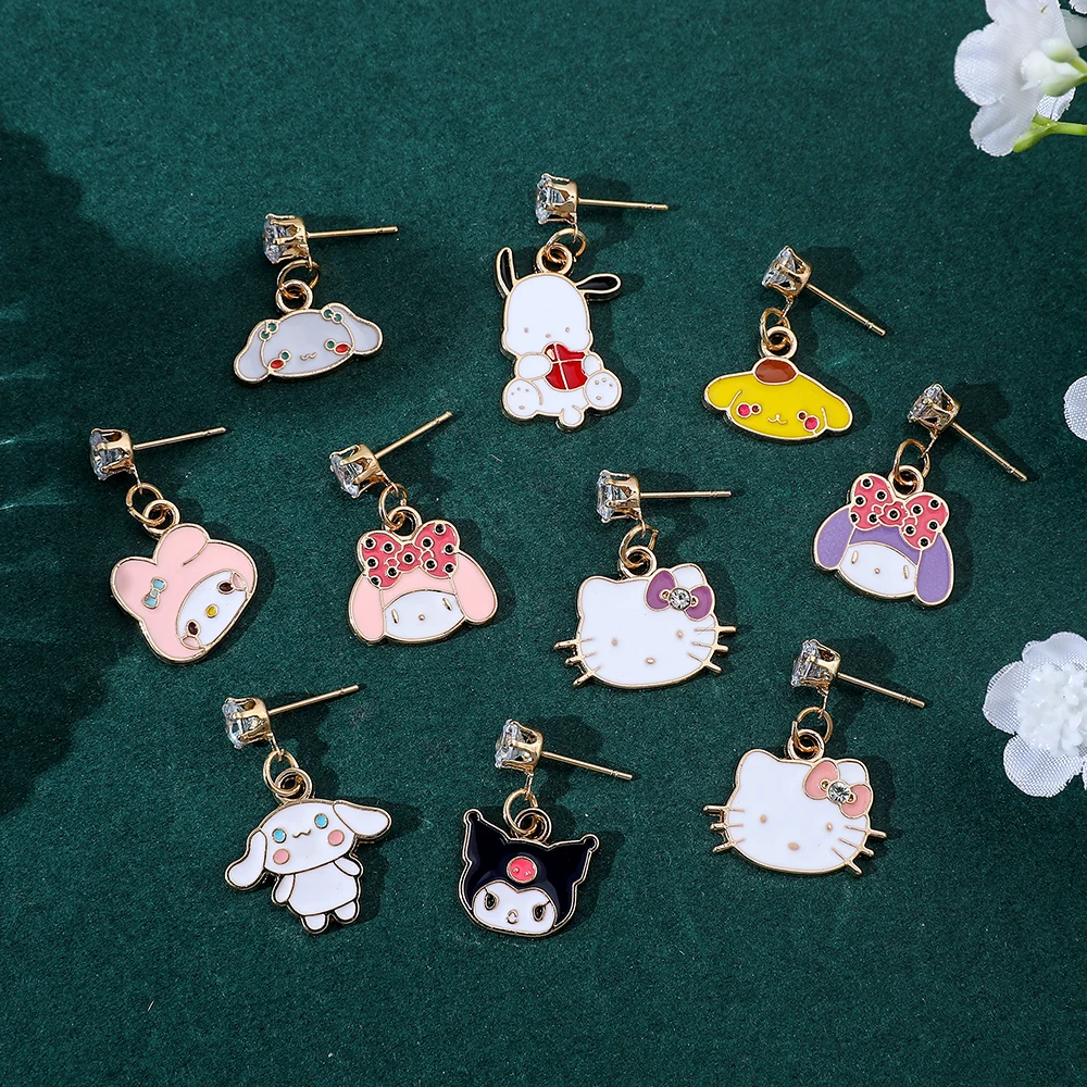 Sanrio Anime Cartoon Hello Kitty Kuromi My Melody Cinnamoroll Pochacco orecchini pendenti orecchini carini regalo