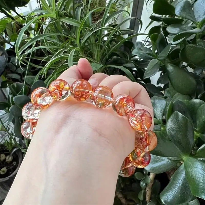 

14MM Natural Phoenix Feather Quartz Bracelet Crystal Stone Beads Strand Bracelet Holiday Christmas Present