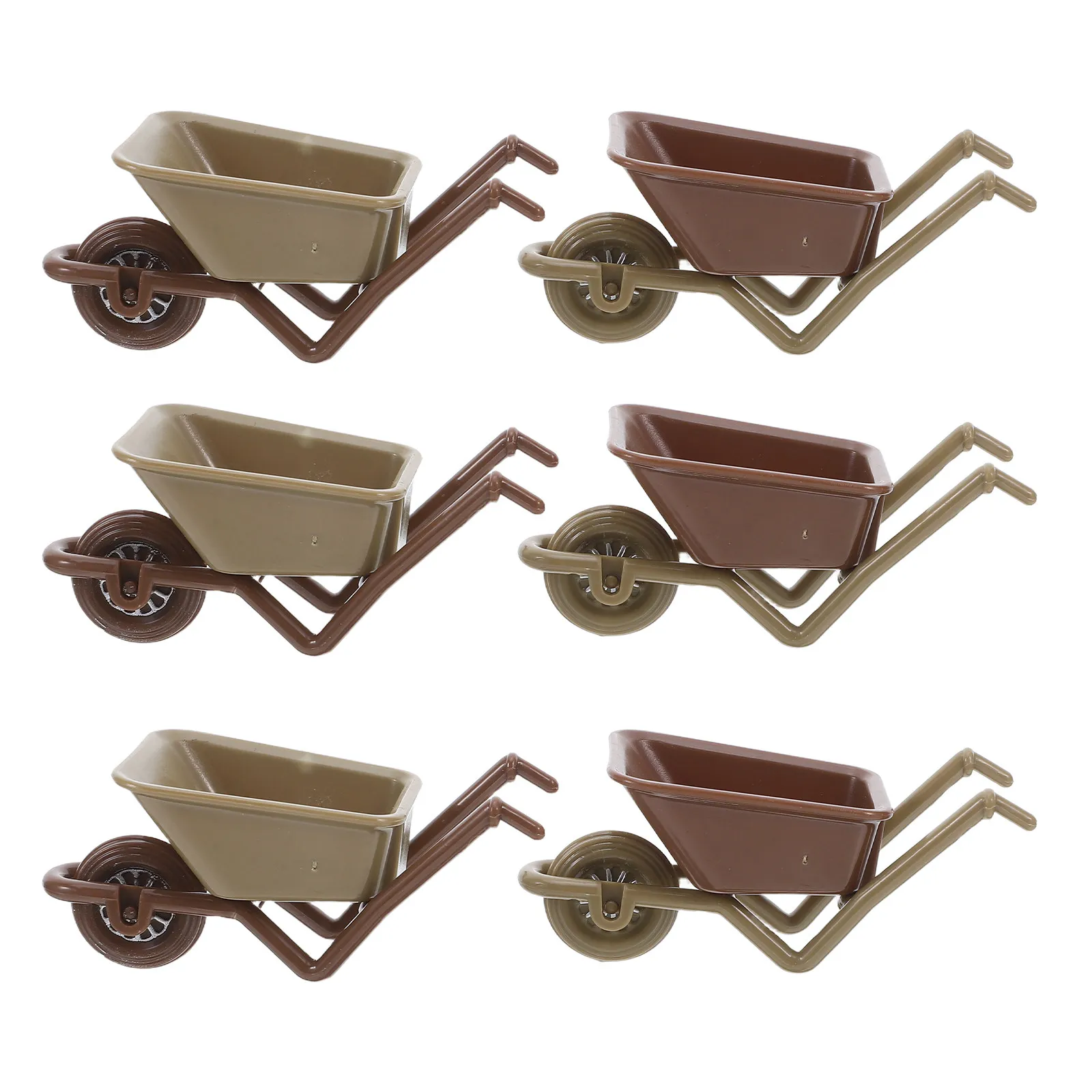 

6Pcs Mini Plastic Wheelbarrow Miniature Simulation Wheelbarrow for Garden Decoration Micro Landscape Yard Accessories