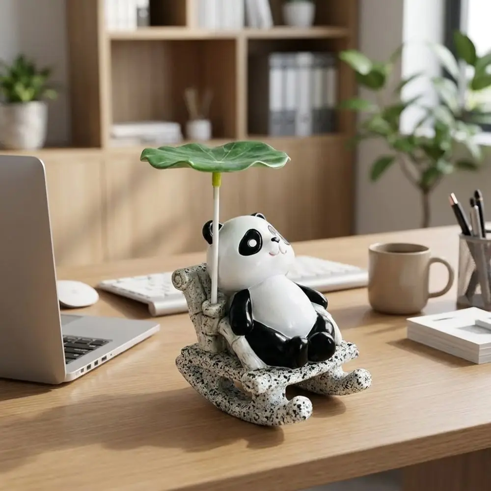 Cute Cartoon Frog Rocking Chair Ornament Resin Rocking Bobble Chair Decor Lotus Leaf Panda Sculpture Decoration Gift Giving
