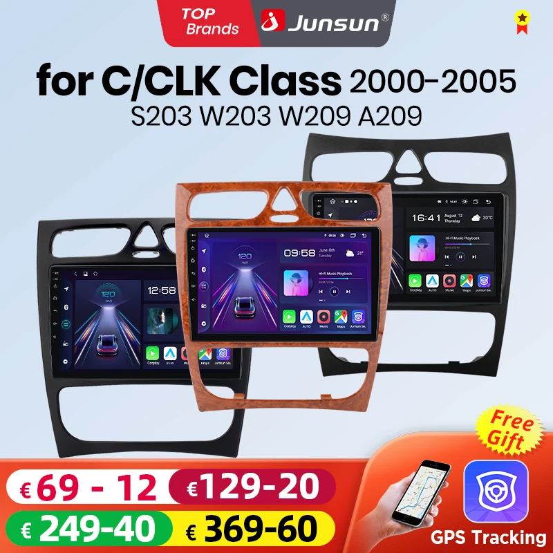 Junsun CarPlay Android Auto Car Radio for Mercedes Benz C Class W203 C200 C320 C350 CLK W209 2000-2005 Intelligent Multimedia 4G