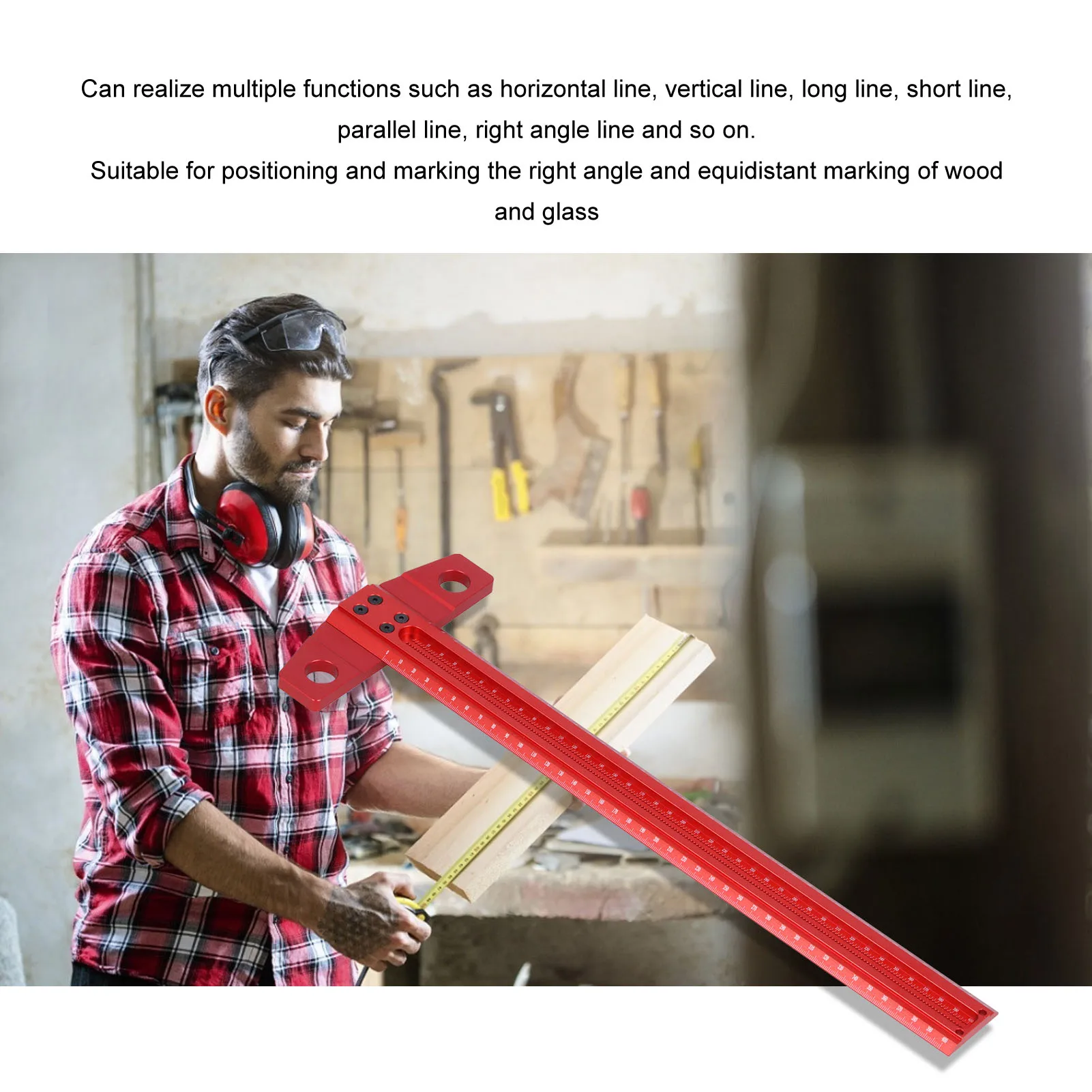 T Type Measuring Tool Square Right Angle Ruler Scribe Aluminum Scribe for Glass Cutting Woodworking Marking Gauge Felt Bottom