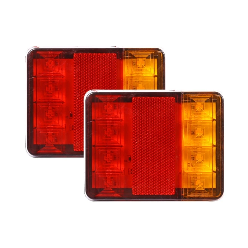 

2Pcs Amber Red Taillight LED Trailer Tail Light for Truck Camper Shockproof 12V 8 LED Turn Signal Brake Tail Light