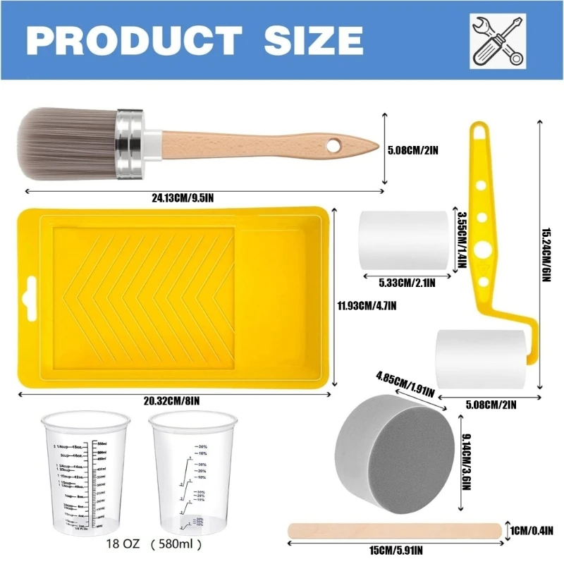  Paint Brush And Roller Completed Painting Set With 18Pcs Tool Including Brushes Rollers Trays For Hand Crafts Projects