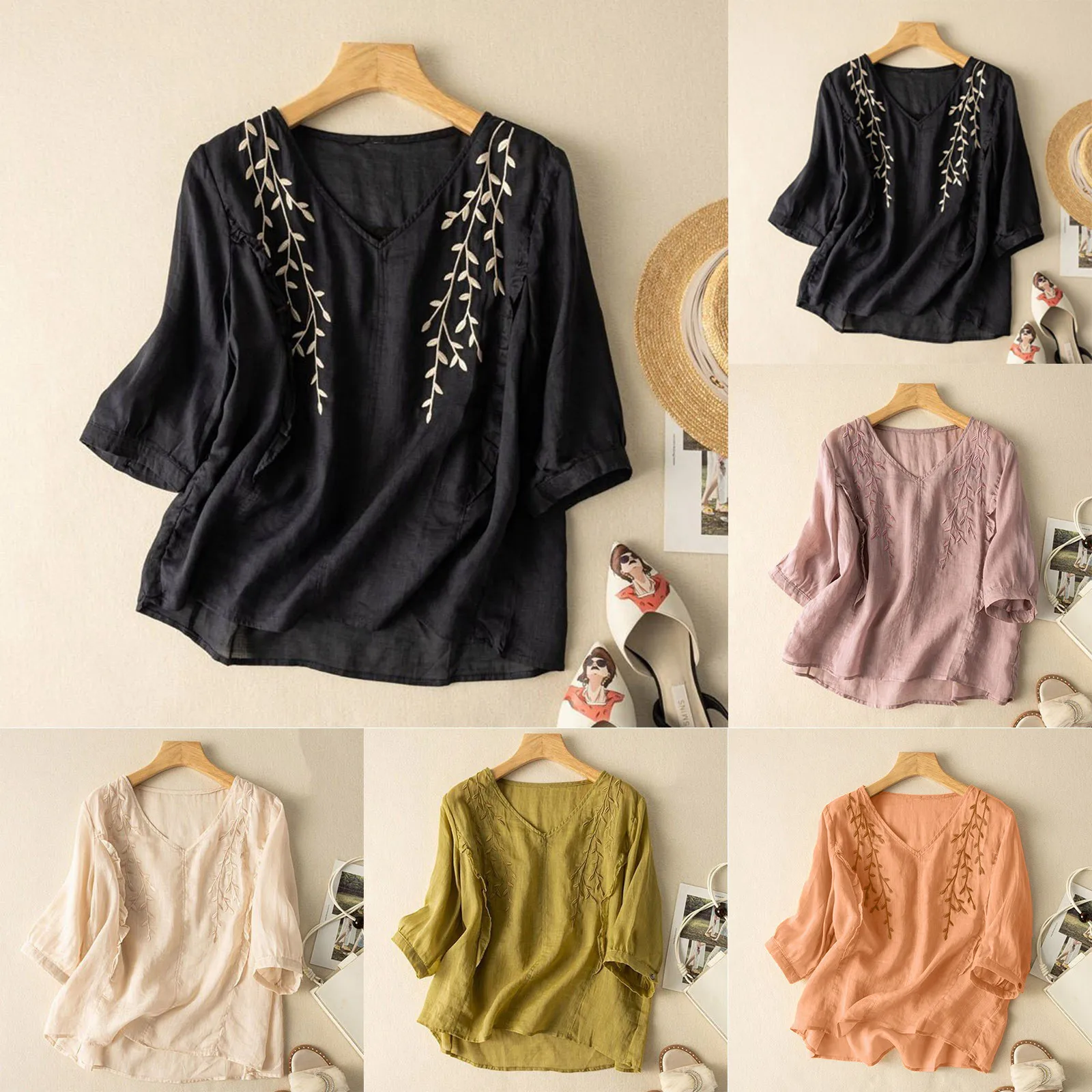 Loose Artistic Retro Cotton Linen Women Top Wide Versatile Summer Ethnic Cotton Small Shirt Comfortable Casual Loose Style