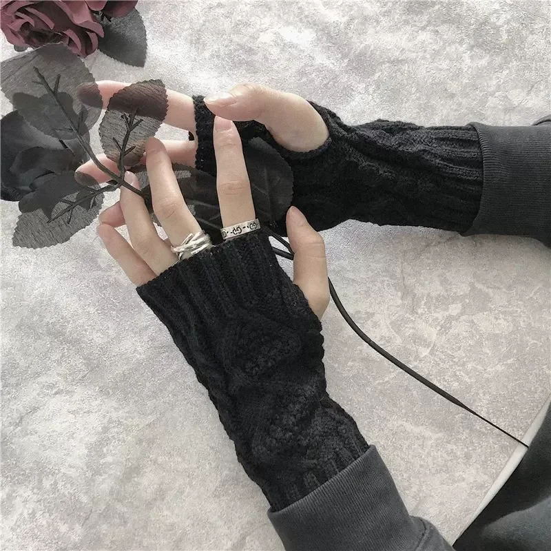 NEUE Damen-Handwärmer-Winterhandschuhe, modische Strickhandschuhe aus Kunstwolle, warme Fingerlose Handschuhe, Gants Femme, Damenhandschuhe – Detail 5