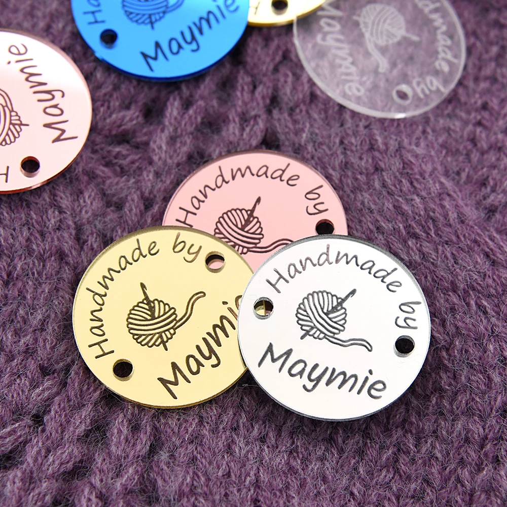 

Custom Round Mirror Acrylic Tags Laser Engraved 1.26" Round 50Pcs For DIY Crafts Clothing Hats Home Decor Personalized Logo Text