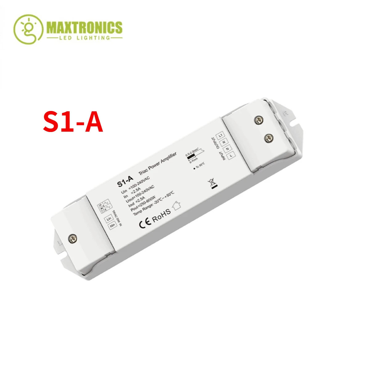 

S1-A 100-240VAC Triac Power Amplifier 1CH*2.5A for 1 Channel Triac Dimmable Driver OR Repeater Console Work Dimmable LED Lights