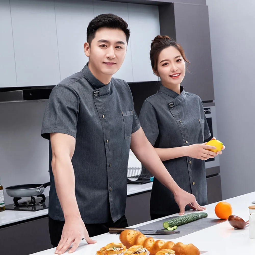 

Chef Suit Short-sleeved Summer Style Breathable Thin Men's Catering Work Clothes Hotel Canteen Clothes Restaurant Clothing