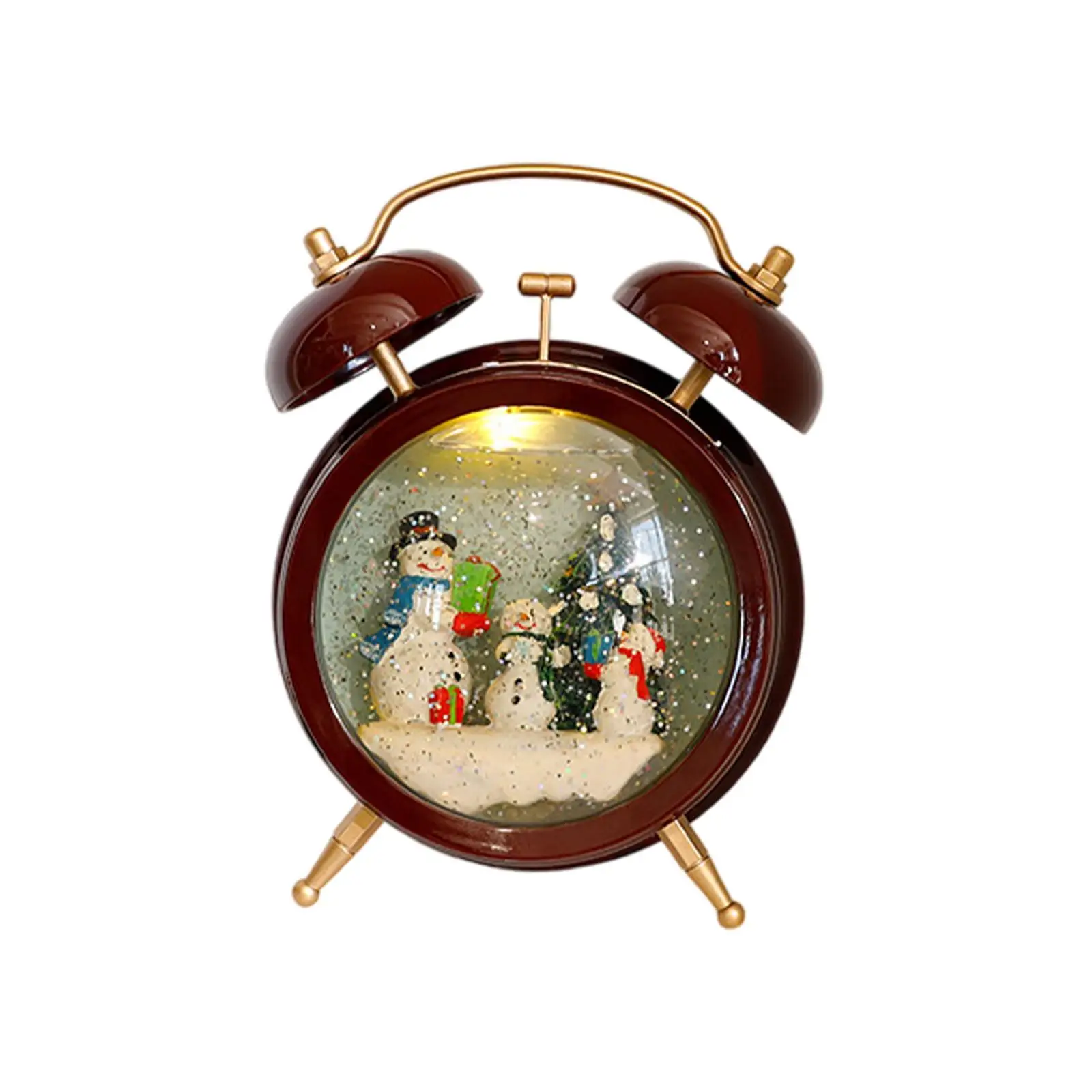 Alarm Clock Christmas Snow Globe Window Home Decoration Party Gift Ornament