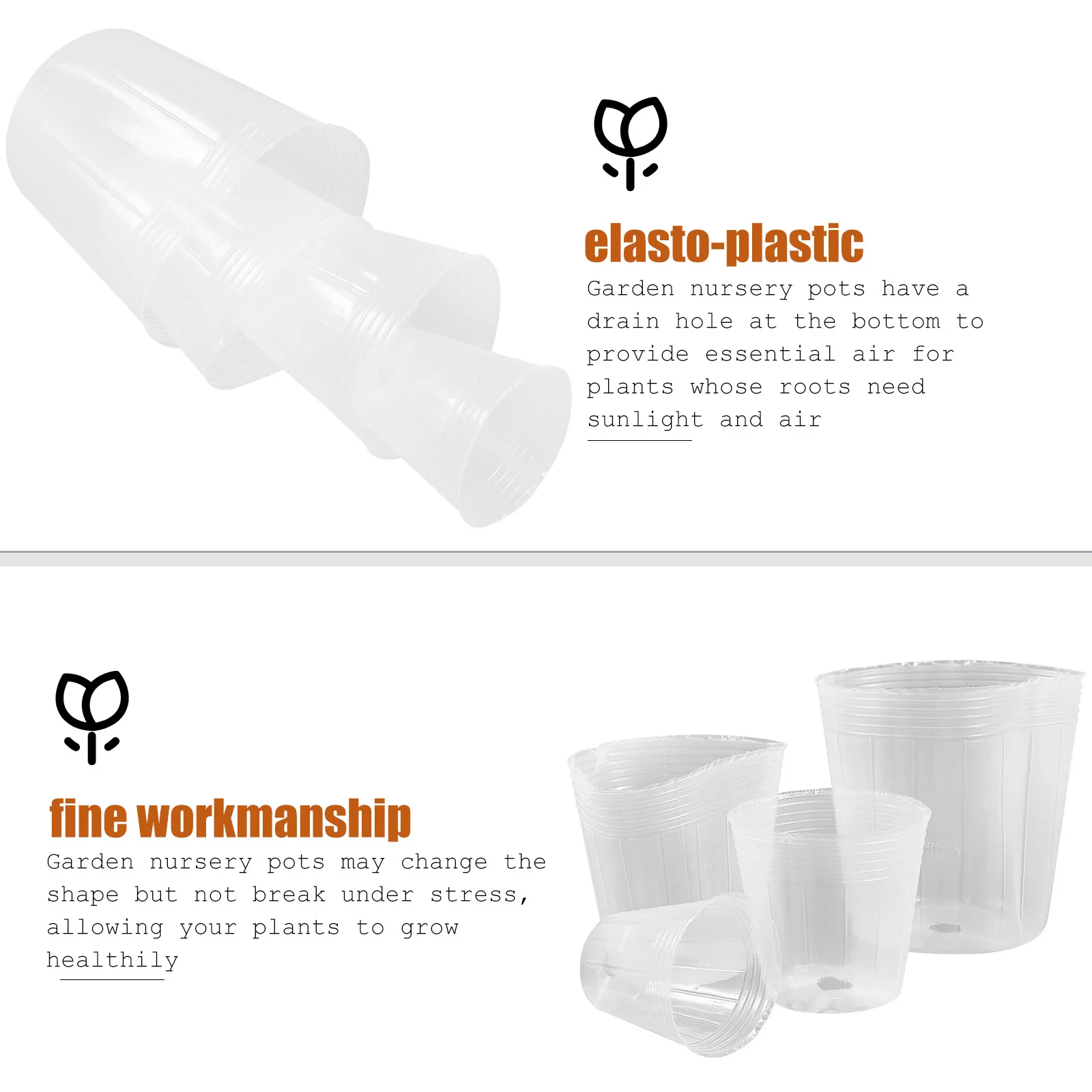 

36pcs Clear Plant Nursery Pots Drainage Holes Plastic Flowerpots For Indoor Outdoor Gardening Succulents Cactus Starter Pots