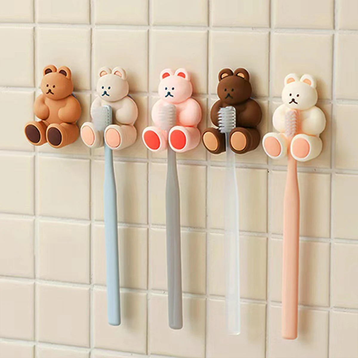 Multi-Function Silicone Toothbrush Holders Hook Waterproof Suction Cup Wall Mounted Single Hook Utility Holder For Home