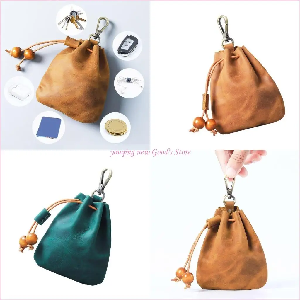 

57QA Practical Leather Jewelry Keeper Wall Hook Organizers Handmade Leather Texture