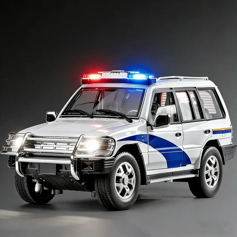 1:18 Mitsubishis PAJERO SUV Alloy Car Model Diecast Metal Toy Police Off-road Vehicle Car Model Simulation Sound Light Kids Gift