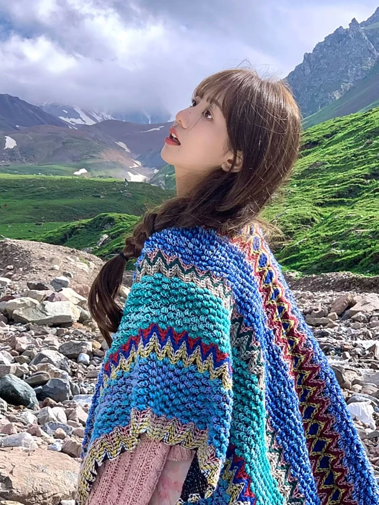 

Многофункциональная этническая одежда Юньнань Лицзян, женская дорожная верхняя одежда, пальто, накидка, шарф, Thiened, зима, весна, лето