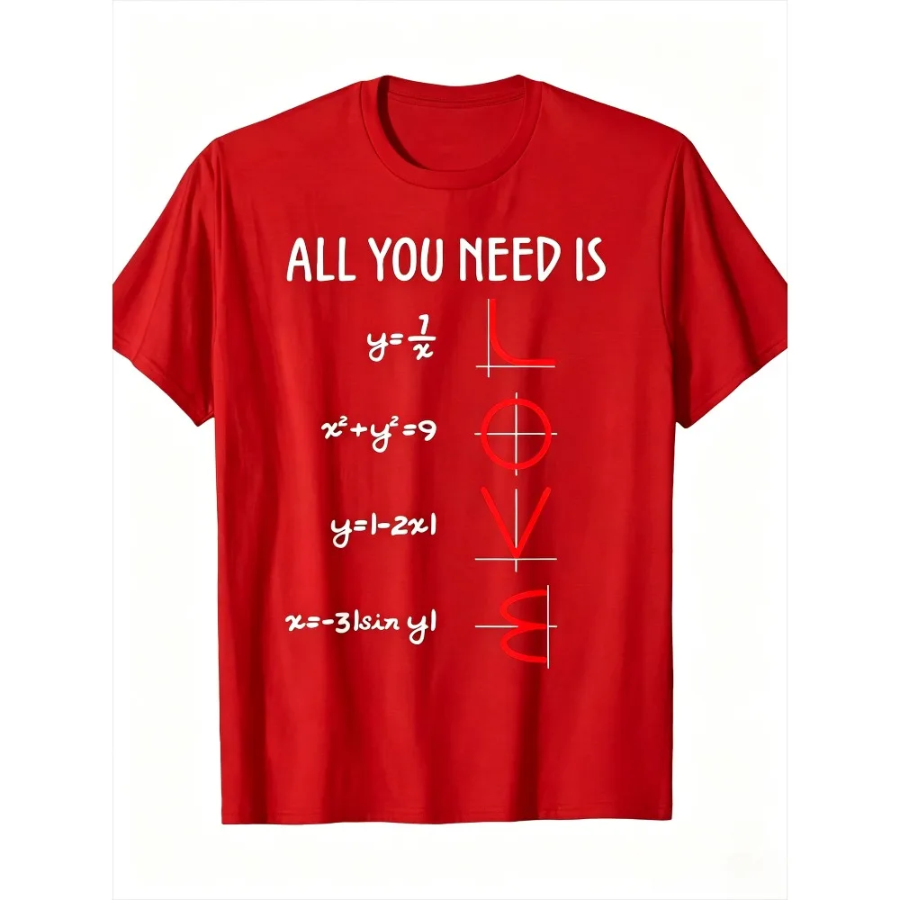 Funny Math Equation Graph Spell LOVE Print T-shirt Men Women Black Cotton Nerd Science Teacher Student Graphic Short Sleeve Tees