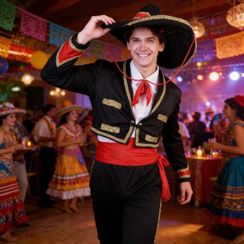 5pcs Party Supplies Set Festival Celebration National Costume Mexican Day of The Dead Costume Carnival Party Photo Decoration