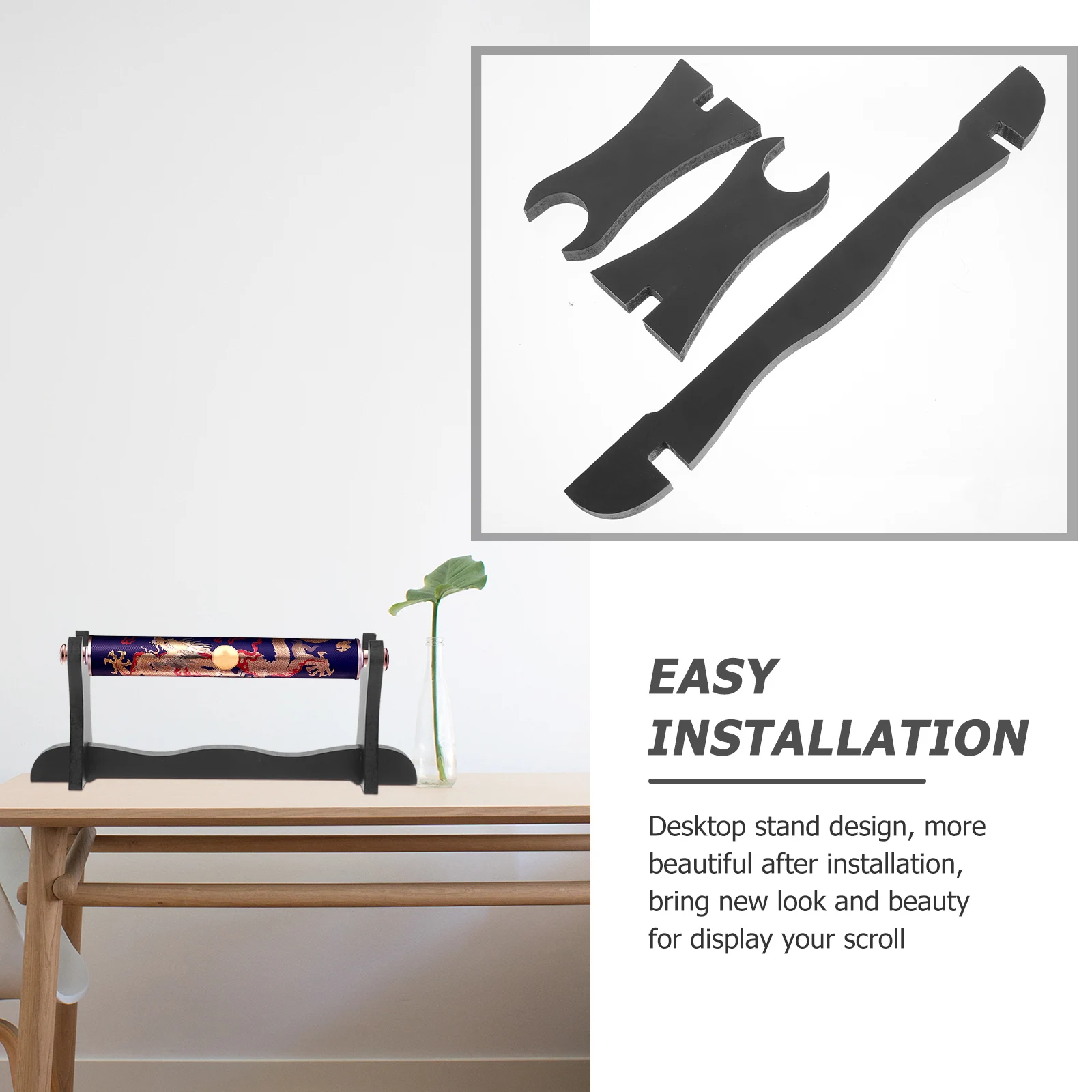 

Sturdy Wooden Scroll Holder Durable Display Stand For Scrolls Swords Desktop Storage Rack Decorative Home Supply Simple Design