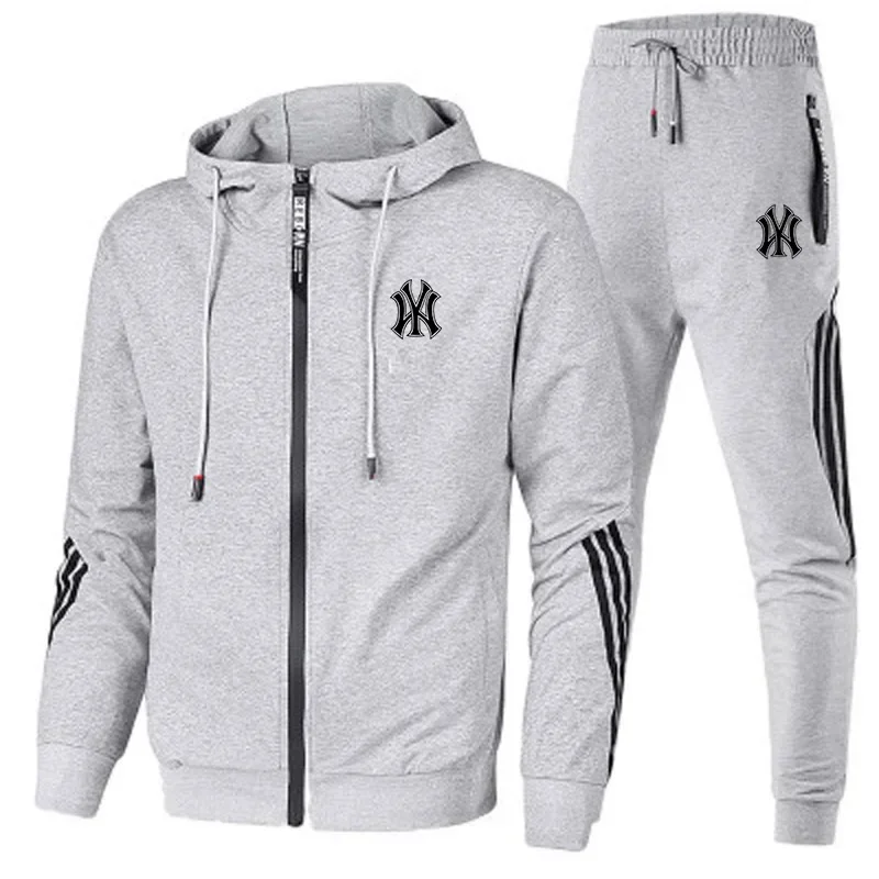 2025 men's new autumn and winter jogging gym leisure training sportswear set pullover hoodie + trousers two-piece set