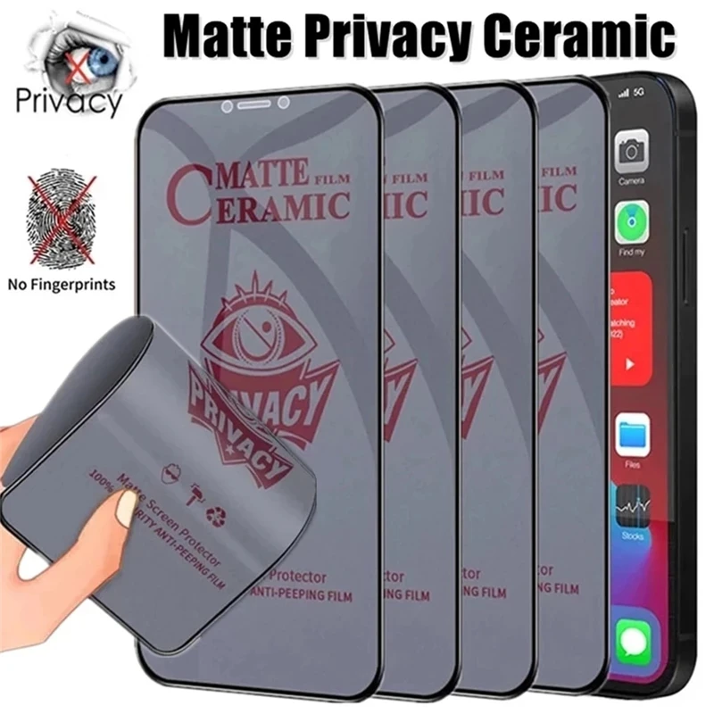 1-4Pcs Matte Ceramic Privacy Screen Protector for iPhone 14 Pro Max 15 16 13 12 11 Anti-spy Film for iPhone 7 8 Plus X XR XS Max